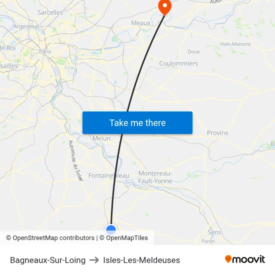 Bagneaux-Sur-Loing to Isles-Les-Meldeuses map