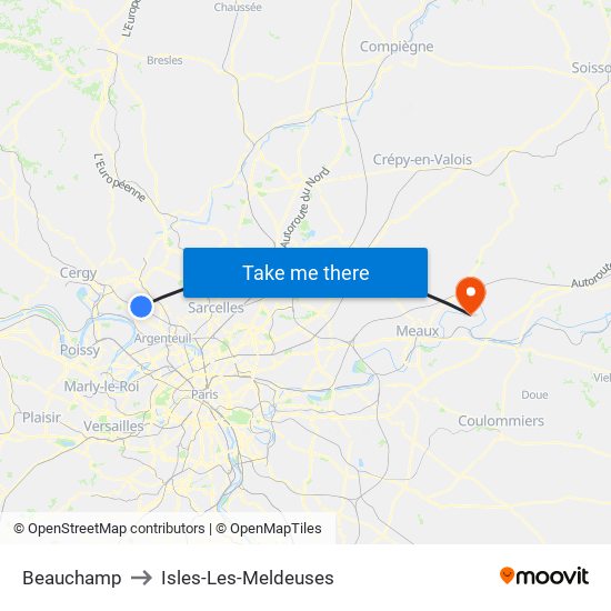 Beauchamp to Isles-Les-Meldeuses map
