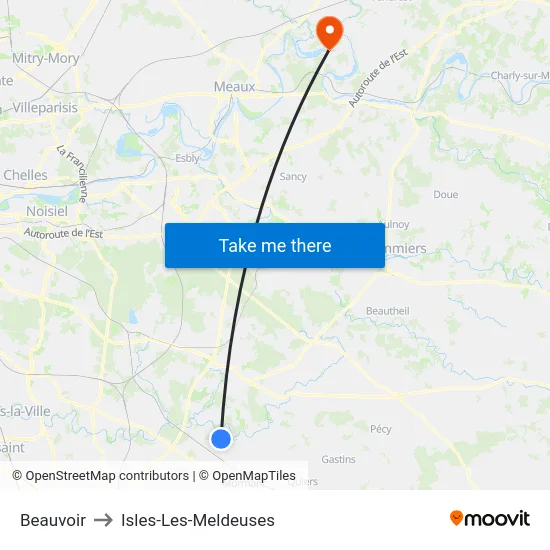 Beauvoir to Isles-Les-Meldeuses map