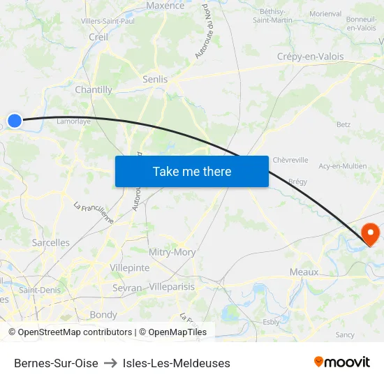 Bernes-Sur-Oise to Isles-Les-Meldeuses map