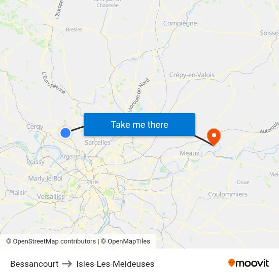 Bessancourt to Isles-Les-Meldeuses map