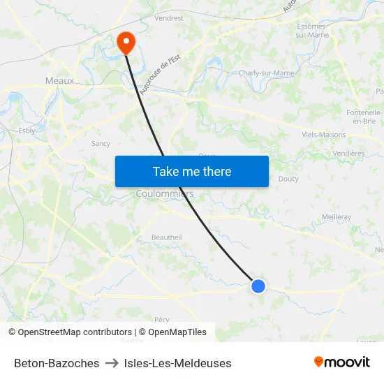 Beton-Bazoches to Isles-Les-Meldeuses map