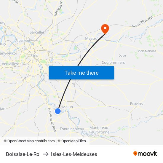 Boissise-Le-Roi to Isles-Les-Meldeuses map