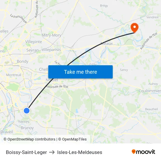 Boissy-Saint-Leger to Isles-Les-Meldeuses map