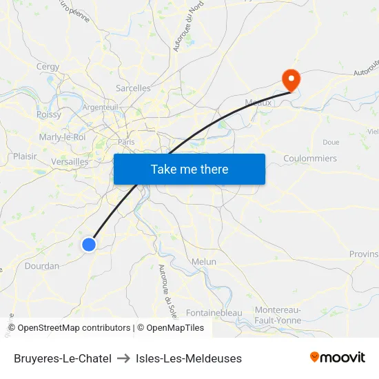 Bruyeres-Le-Chatel to Isles-Les-Meldeuses map