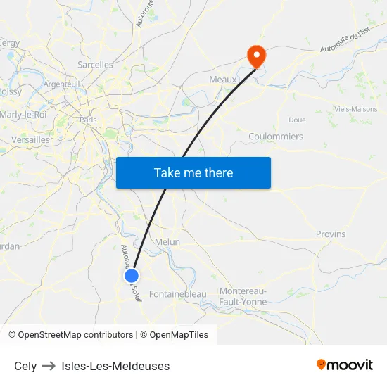 Cely to Isles-Les-Meldeuses map