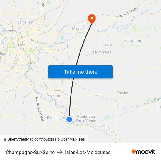 Champagne-Sur-Seine to Isles-Les-Meldeuses map