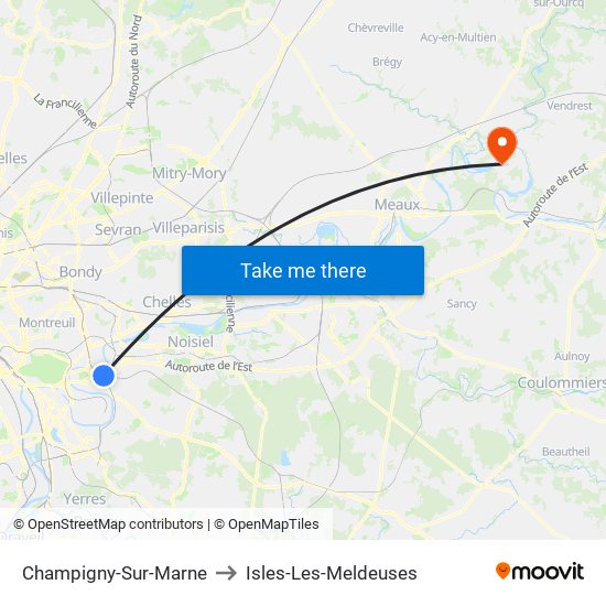 Champigny-Sur-Marne to Isles-Les-Meldeuses map