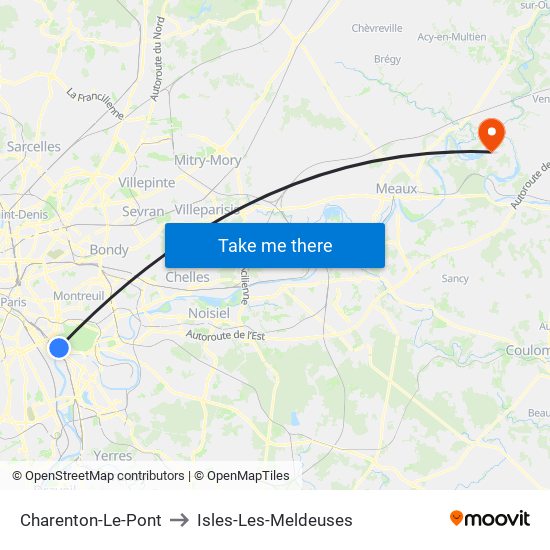 Charenton-Le-Pont to Isles-Les-Meldeuses map