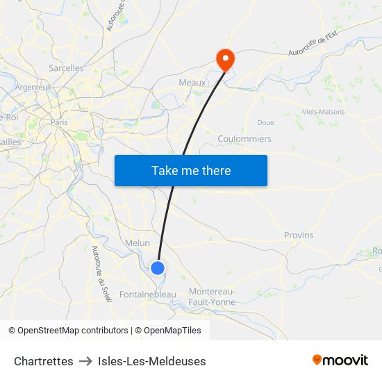 Chartrettes to Isles-Les-Meldeuses map