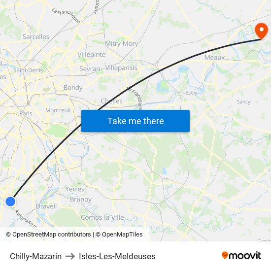 Chilly-Mazarin to Isles-Les-Meldeuses map