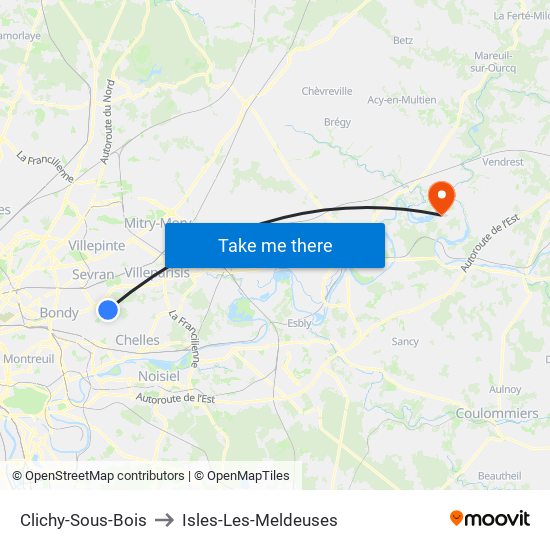 Clichy-Sous-Bois to Isles-Les-Meldeuses map