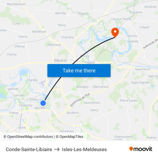 Conde-Sainte-Libiaire to Isles-Les-Meldeuses map