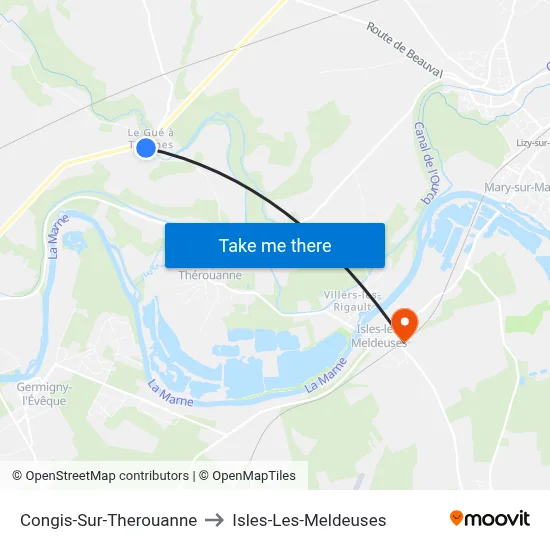 Congis-Sur-Therouanne to Isles-Les-Meldeuses map