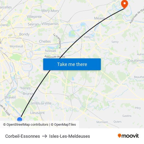 Corbeil-Essonnes to Isles-Les-Meldeuses map