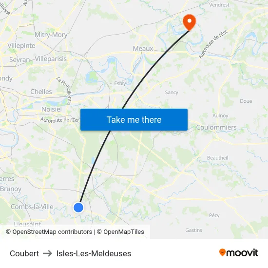 Coubert to Isles-Les-Meldeuses map