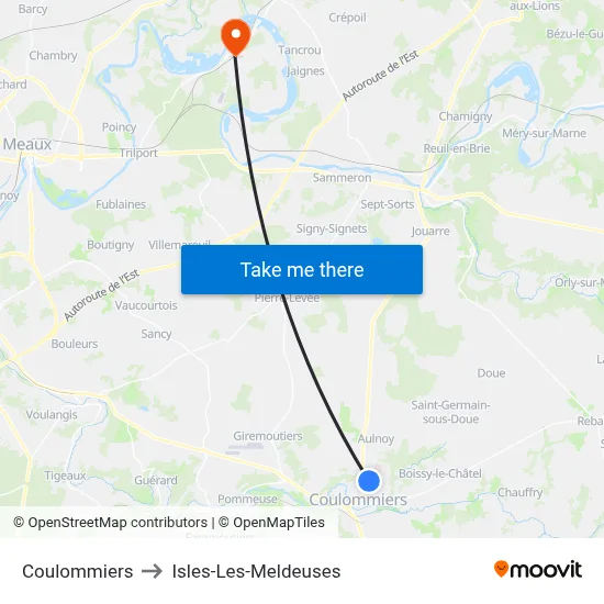 Coulommiers to Isles-Les-Meldeuses map