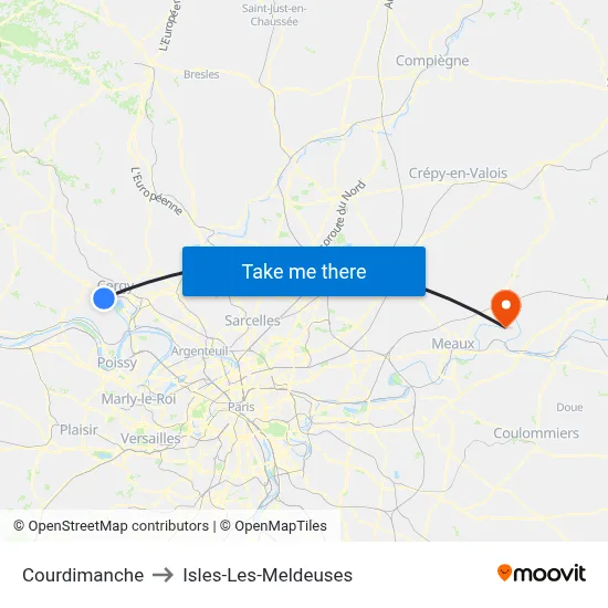 Courdimanche to Isles-Les-Meldeuses map