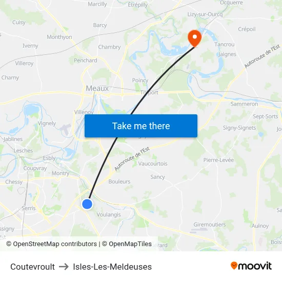 Coutevroult to Isles-Les-Meldeuses map