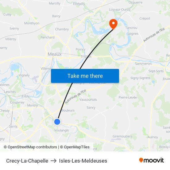 Crecy-La-Chapelle to Isles-Les-Meldeuses map