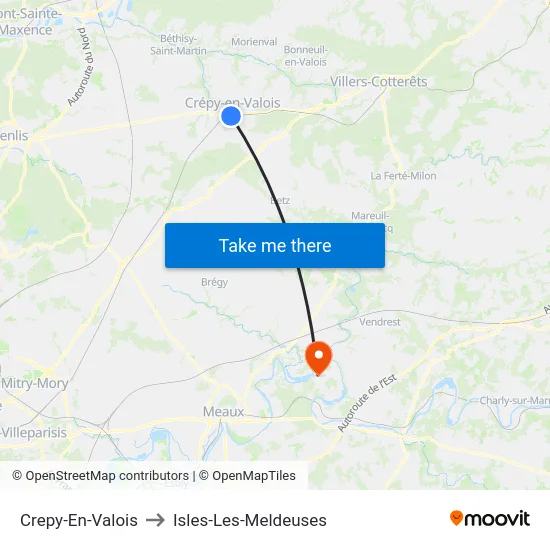 Crepy-En-Valois to Isles-Les-Meldeuses map