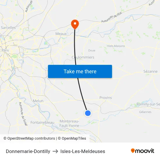 Donnemarie-Dontilly to Isles-Les-Meldeuses map