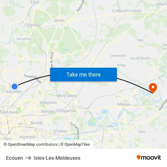 Ecouen to Isles-Les-Meldeuses map