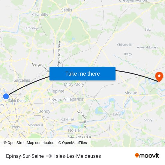 Epinay-Sur-Seine to Isles-Les-Meldeuses map