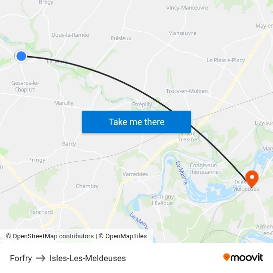 Forfry to Isles-Les-Meldeuses map