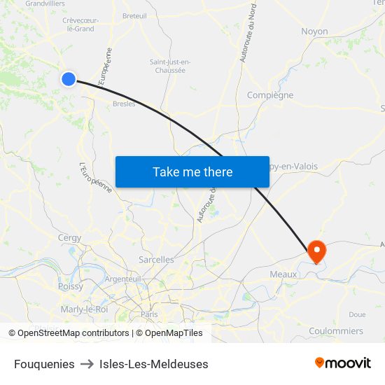 Fouquenies to Isles-Les-Meldeuses map