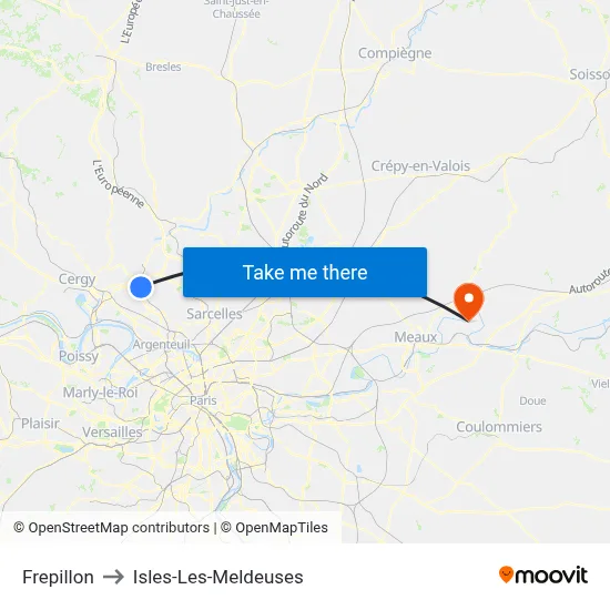 Frepillon to Isles-Les-Meldeuses map