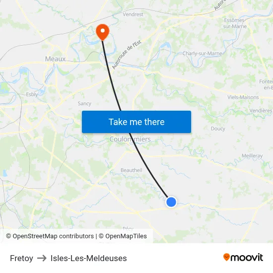 Fretoy to Isles-Les-Meldeuses map