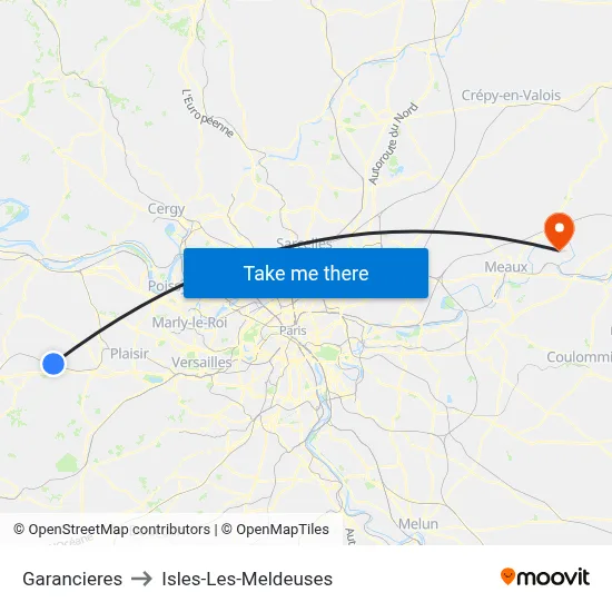 Garancieres to Isles-Les-Meldeuses map