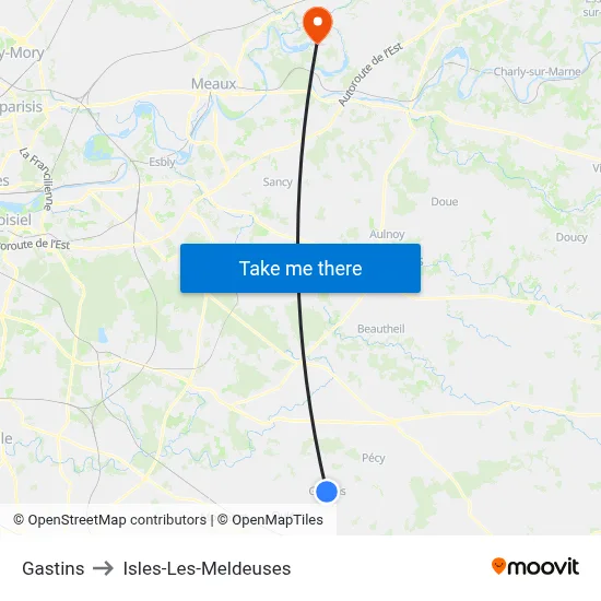 Gastins to Isles-Les-Meldeuses map