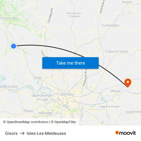 Gisors to Isles-Les-Meldeuses map