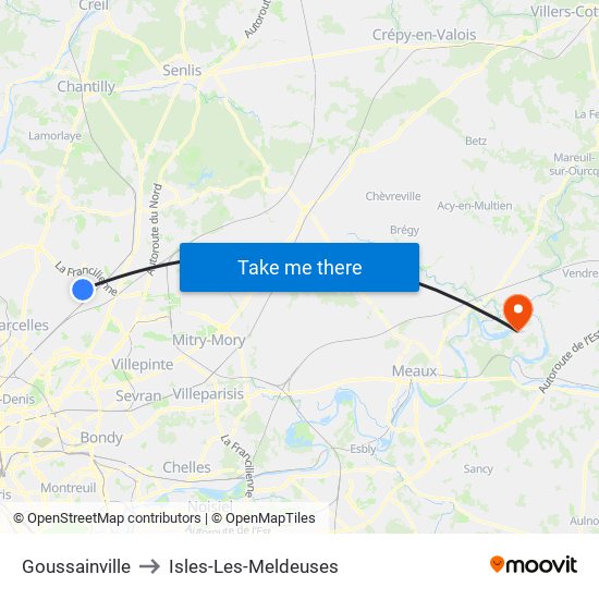 Goussainville to Isles-Les-Meldeuses map