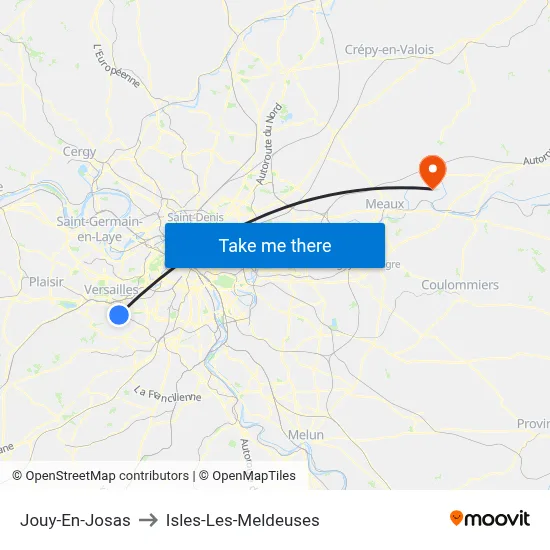 Jouy-En-Josas to Isles-Les-Meldeuses map