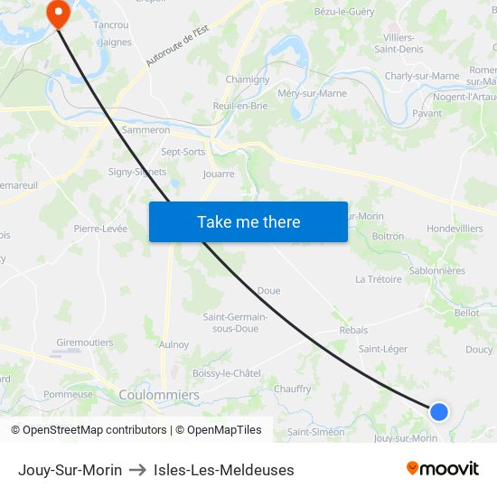 Jouy-Sur-Morin to Isles-Les-Meldeuses map