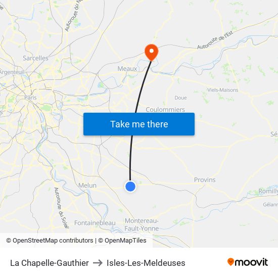 La Chapelle-Gauthier to Isles-Les-Meldeuses map