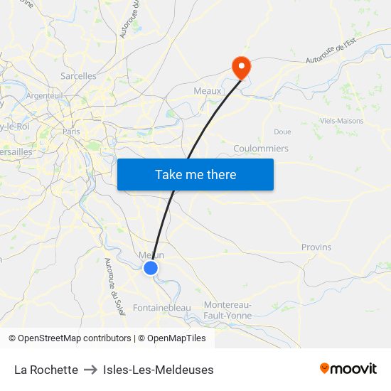 La Rochette to Isles-Les-Meldeuses map