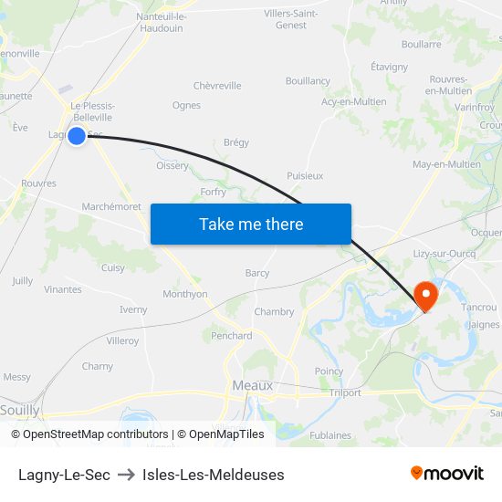 Lagny-Le-Sec to Isles-Les-Meldeuses map