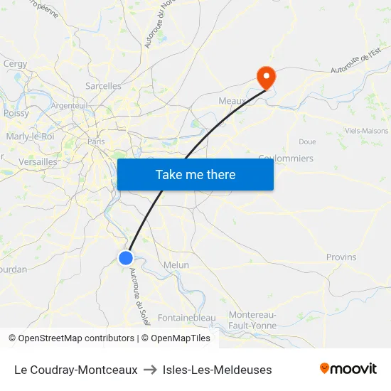 Le Coudray-Montceaux to Isles-Les-Meldeuses map