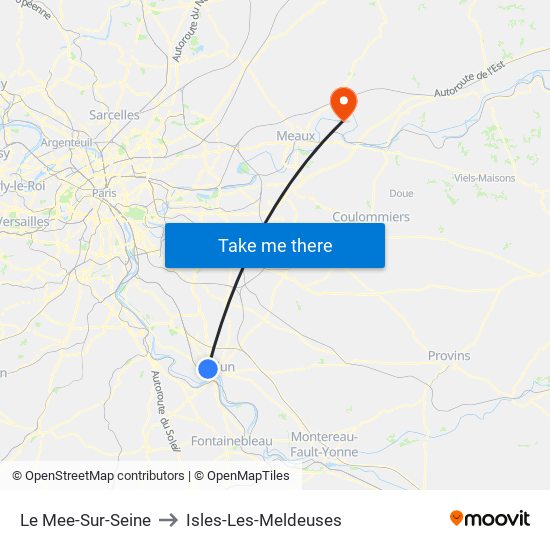 Le Mee-Sur-Seine to Isles-Les-Meldeuses map