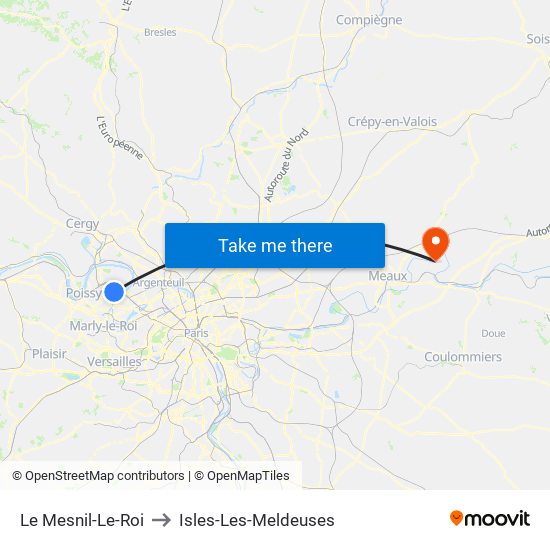 Le Mesnil-Le-Roi to Isles-Les-Meldeuses map