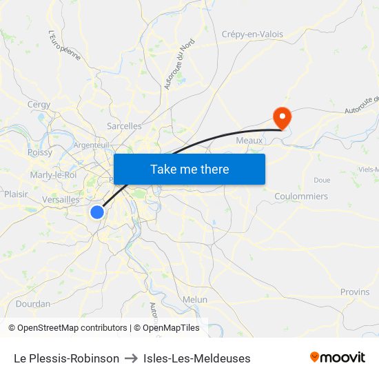 Le Plessis-Robinson to Isles-Les-Meldeuses map