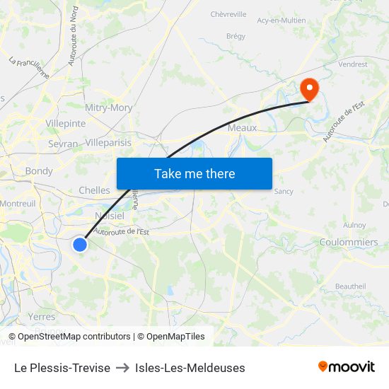 Le Plessis-Trevise to Isles-Les-Meldeuses map