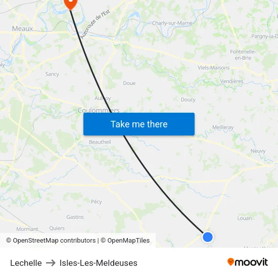 Lechelle to Isles-Les-Meldeuses map