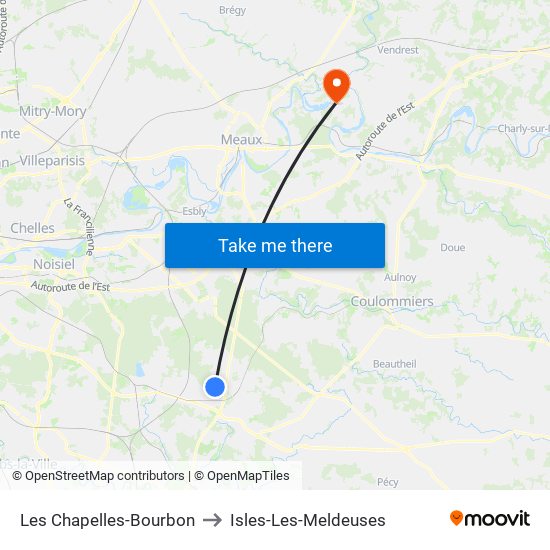 Les Chapelles-Bourbon to Isles-Les-Meldeuses map