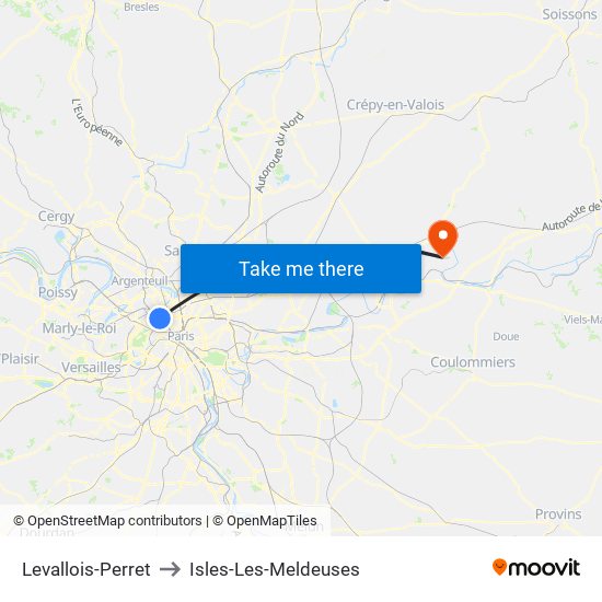 Levallois-Perret to Isles-Les-Meldeuses map