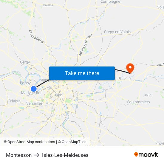 Montesson to Isles-Les-Meldeuses map